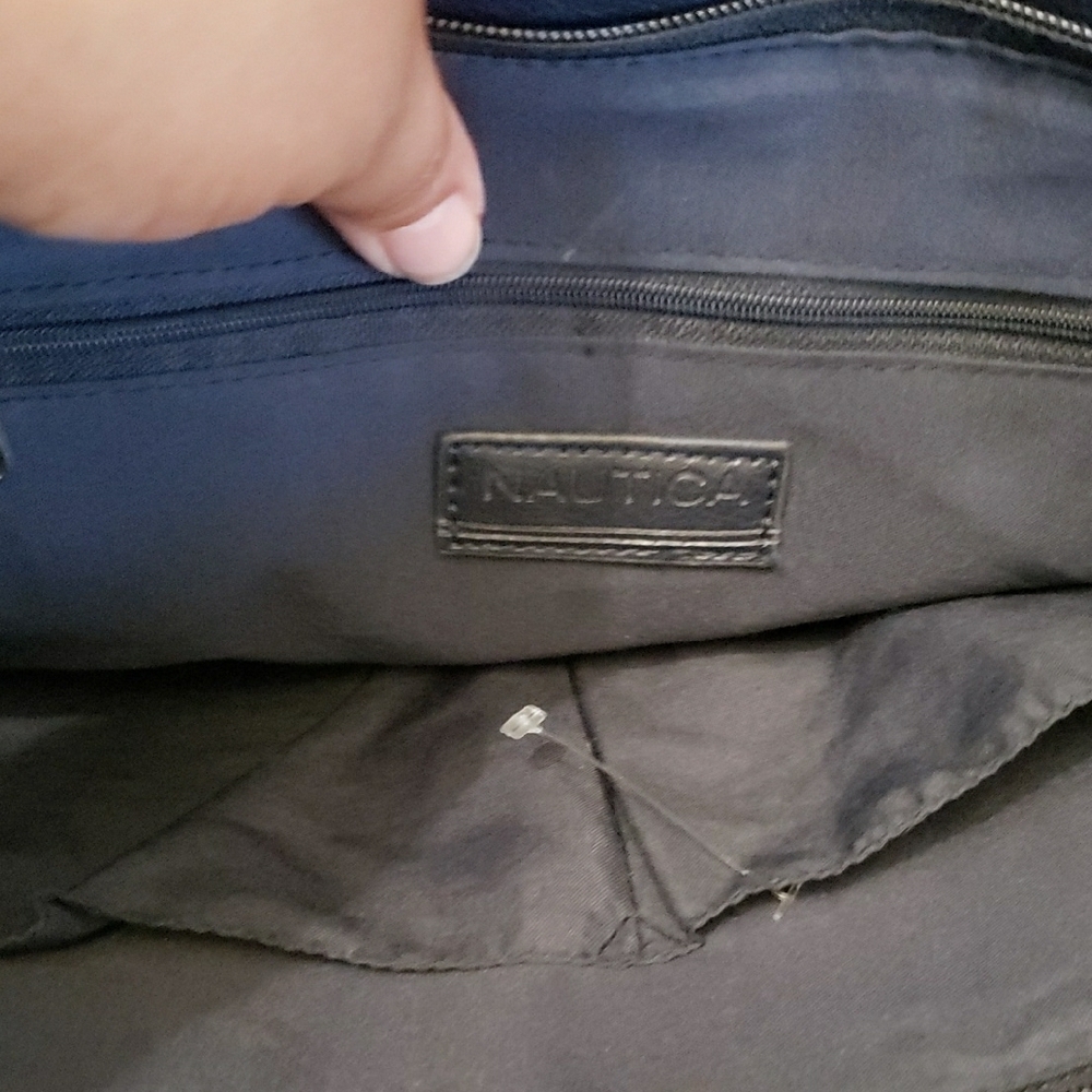 Nautica Blue and White Logo Stripe Tote Bag - Picture 6 of 9